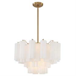 Corin Updated Traditional White Glass 9 Light Chandelier|