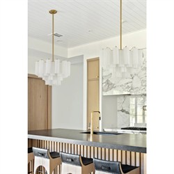 Corin Updated Traditional White Glass 9 Light Chandelier|