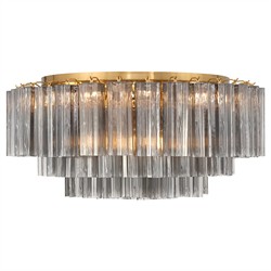 Corin Traditional Smoke Glass Aged Brass 16 Light Flush Mount|