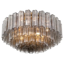 Corin Traditional Smoke Glass Aged Brass 16 Light Flush Mount|