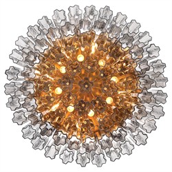 Corin Traditional Smoke Glass Aged Brass 16 Light Flush Mount|