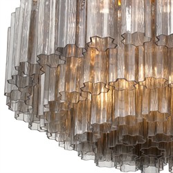 Corin Traditional Smoke Glass Aged Brass 16 Light Flush Mount|