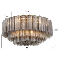 Corin Traditional Smoke Glass Aged Brass 16 Light Flush Mount|