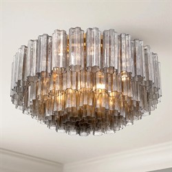 Corin Traditional Smoke Glass Aged Brass 16 Light Flush Mount|