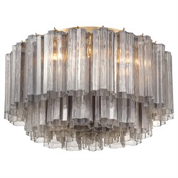 Corin Traditional Smoke Glass Aged Brass 7 Light Flush Mount|