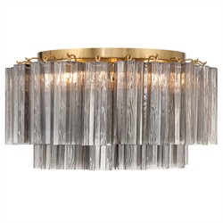 Corin Traditional Smoke Glass Aged Brass 7 Light Flush Mount|