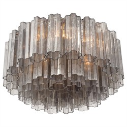 Corin Traditional Smoke Glass Aged Brass 7 Light Flush Mount|