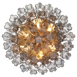 Corin Traditional Smoke Glass Aged Brass 7 Light Flush Mount|