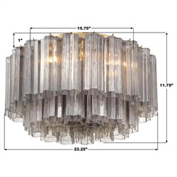 Corin Traditional Smoke Glass Aged Brass 7 Light Flush Mount|