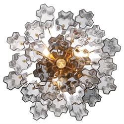 Corin Traditional Smoke Glass Aged Brass 4 Light Semi Flush Mount|