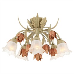 Maribel Updated Traditional Sage Rose Floral Semi Flush Mount|