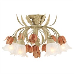 Maribel Updated Traditional Sage Rose Floral Semi Flush Mount|