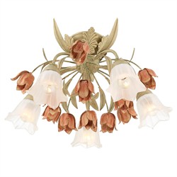 Maribel Updated Traditional Sage Rose Floral Semi Flush Mount|