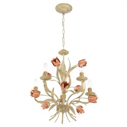 Maribel Updated Traditional Sage Rose Floral Chandelier|