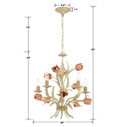 Maribel Updated Traditional Sage Rose Floral Chandelier|