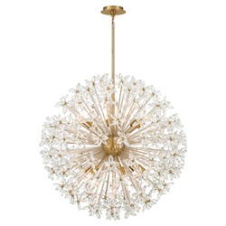 Adalia Modern Classic Aged Brass Crystal 12 Light Chandelier|