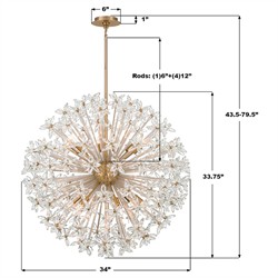 Adalia Modern Classic Aged Brass Crystal 12 Light Chandelier|