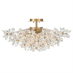 Adalia Modern Classic Aged Brass Crystal Semi Flush Mount|