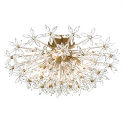 Adalia Modern Classic Aged Brass Crystal Semi Flush Mount|