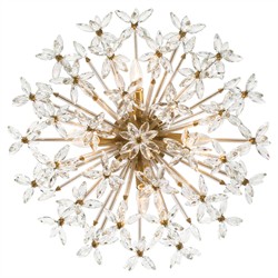 Adalia Modern Classic Aged Brass Crystal Semi Flush Mount|
