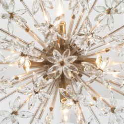 Adalia Modern Classic Aged Brass Crystal Semi Flush Mount|