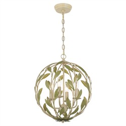Liora Updated Traditional Champagne Green Leaf 4 Light Chandelier|