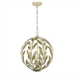Liora Updated Traditional Champagne Green Leaf 4 Light Chandelier|
