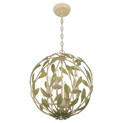 Liora Updated Traditional Champagne Green Leaf 4 Light Chandelier|