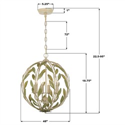 Liora Updated Traditional Champagne Green Leaf 4 Light Chandelier|