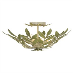 Liora Updated Traditional Champagne Green Leaf 4 Light Semi Flush Mount|