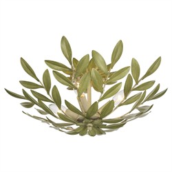 Liora Updated Traditional Champagne Green Leaf 4 Light Semi Flush Mount|