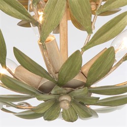 Liora Updated Traditional Champagne Green Leaf 4 Light Semi Flush Mount|