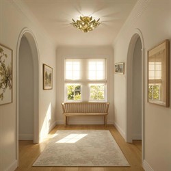 Liora Updated Traditional Champagne Green Leaf 4 Light Semi Flush Mount|