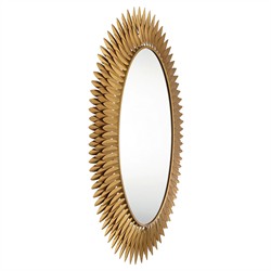 Liora Traditional Antique Gold Sunburst Oval LED Wall Mirror|
