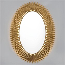 Liora Traditional Antique Gold Sunburst Oval LED Wall Mirror|