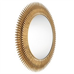 Liora Traditional Antique Gold Sunburst Round Wall Mirror|