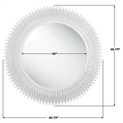 Liora Traditional Matte White Sunburst Round Wall Mirror|