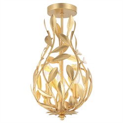 Liora Updated Traditional Antique Gold Leaf Light Semi Flush Mount|