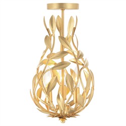 Liora Updated Traditional Antique Gold Leaf Light Semi Flush Mount|