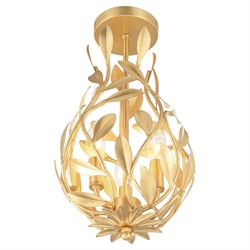 Liora Updated Traditional Antique Gold Leaf Light Semi Flush Mount|