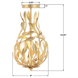 Liora Updated Traditional Antique Gold Leaf Light Semi Flush Mount|