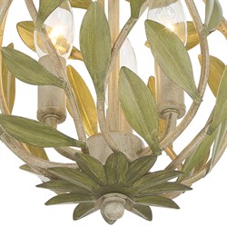 Liora Traditional Champagne Green Leaf Light Semi Flush Mount|