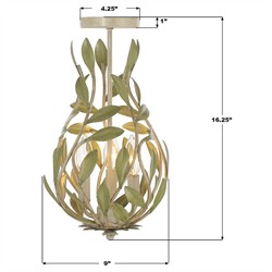 Liora Traditional Champagne Green Leaf Light Semi Flush Mount|