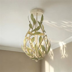 Liora Traditional Champagne Green Leaf Light Semi Flush Mount|