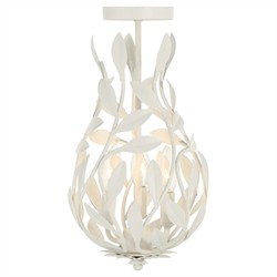 Liora Updated Traditional Matte White Leaf Light Semi Flush Mount|