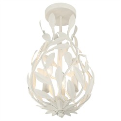 Liora Updated Traditional Matte White Leaf Light Semi Flush Mount|