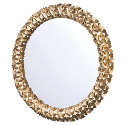 Codara Updated Traditional Gold Leaf Round Wall Mirror|