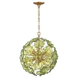 Esmara Traditional Green Glass 6 Light Globe Chandelier|