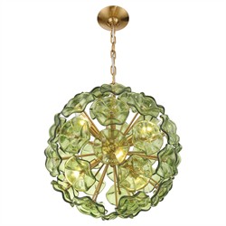 Esmara Traditional Green Glass 6 Light Globe Chandelier|