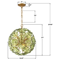 Esmara Traditional Green Glass 6 Light Globe Chandelier|